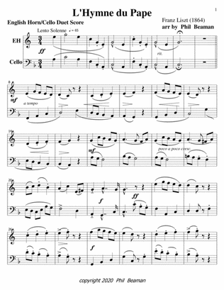 L'Hymne du Pape-English Horn-Cello duet