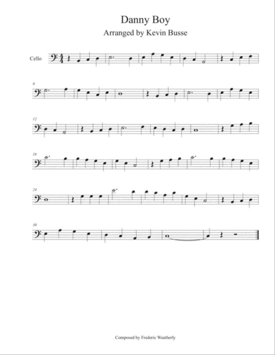 Danny Boy - Cello Danny Boy - Cello Cello Solo scores gallery preview page 1
