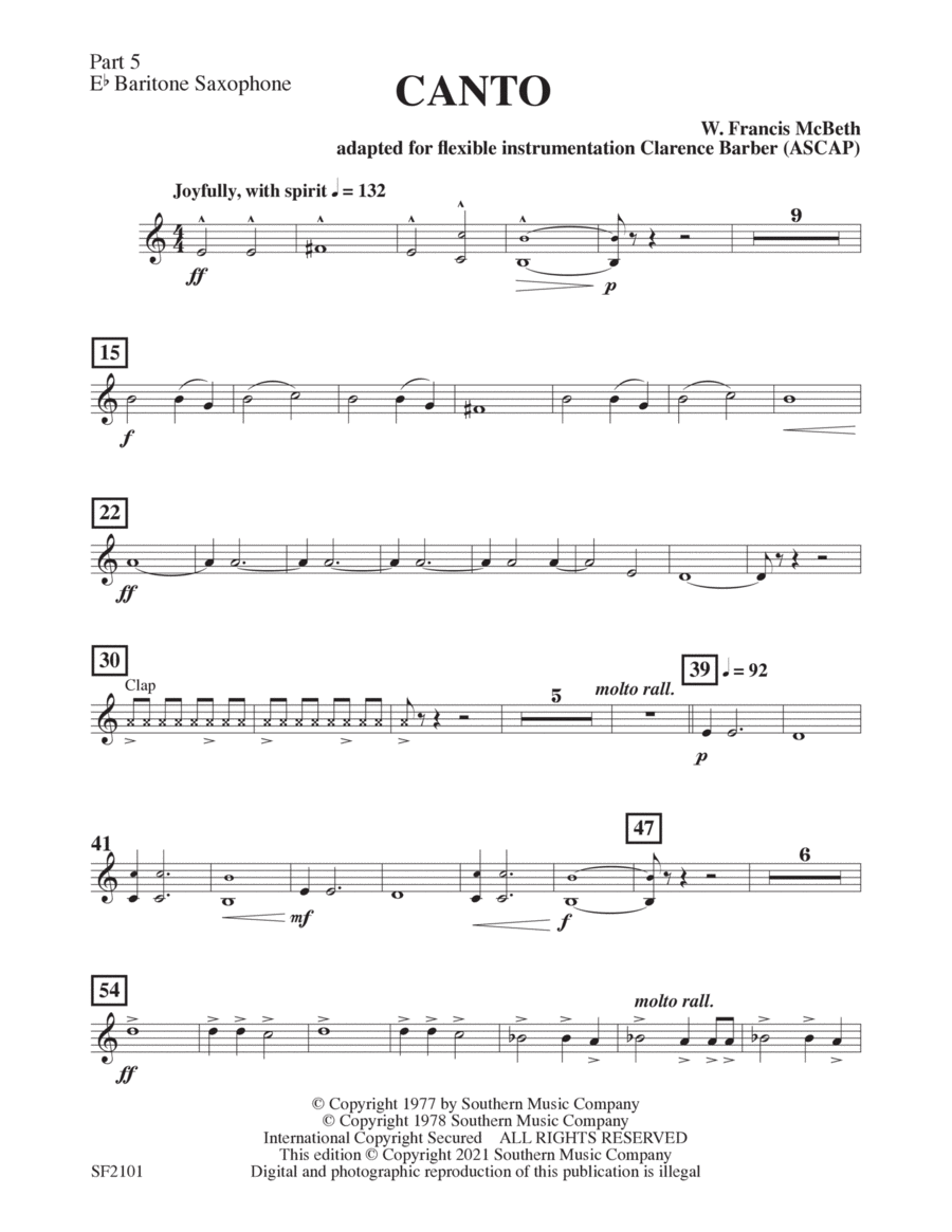 Canto - Baritone Sax 5 Concert Band scores gallery preview page 1