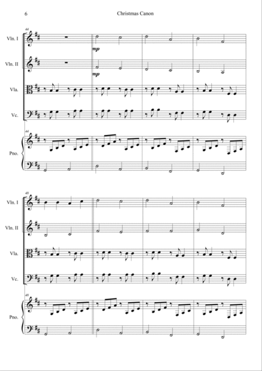 Christmas Canon Piano Quintet scores gallery preview page 6
