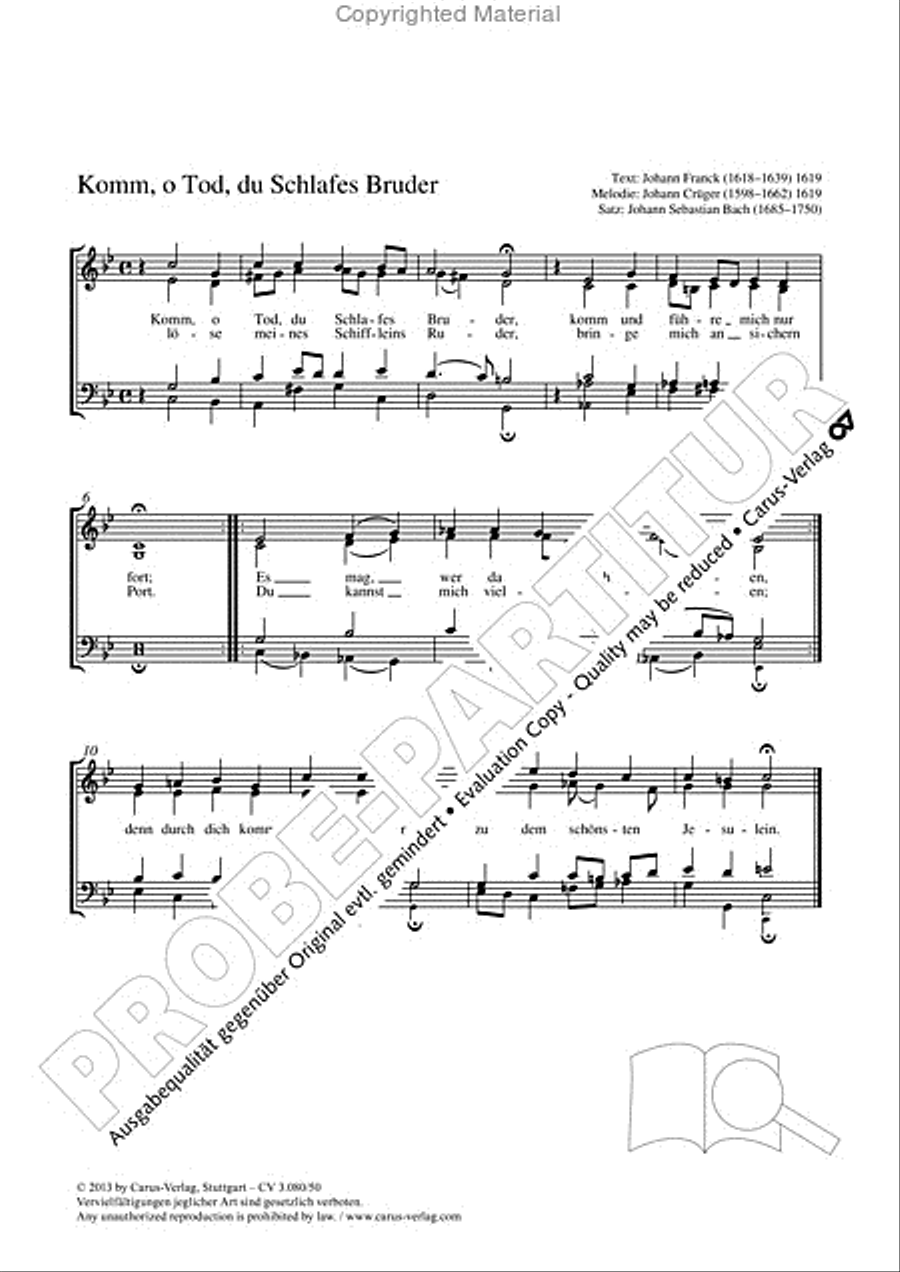 Komm, o Tod, du Schlafes Bruder 4-Part scores gallery preview page 2