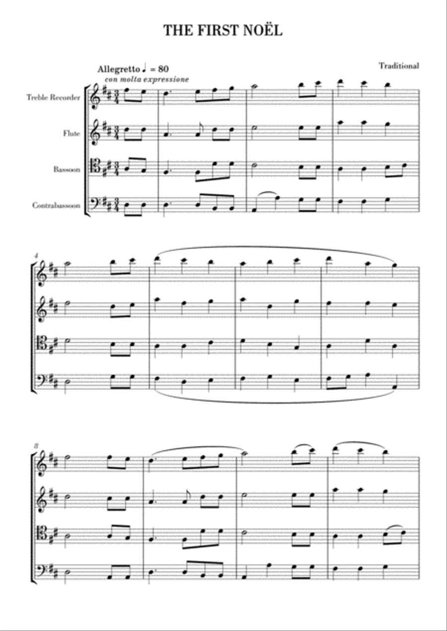 The First Noël Woodwind Quartet scores gallery preview page 1