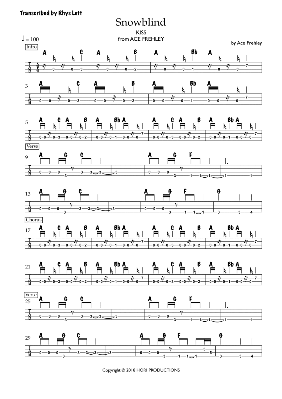 Snowblind Snowblind Guitar Tablature scores gallery preview page 1