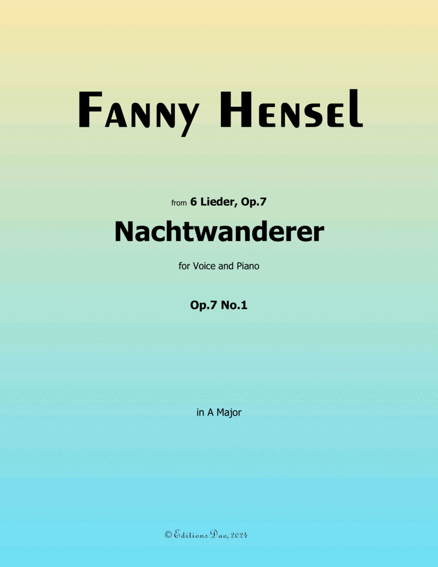 Nachtwanderer, by Fanny Hensel, in A Major Voice scores gallery preview page 1