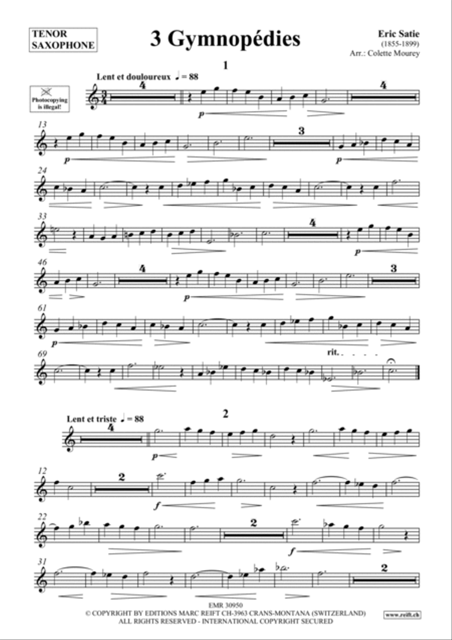 3 Gymnopedies 3 Gymnopedies Tenor Saxophone scores gallery preview page 2