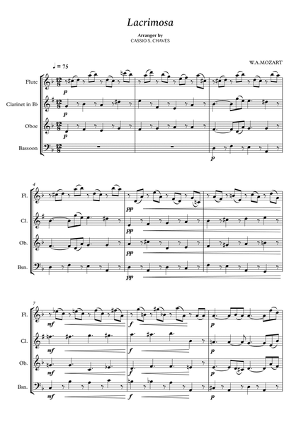 Mozart - Lacrimosa for Woodwind Quartet image number null