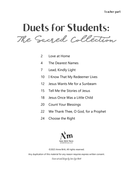 Duets for Students: The Sacred Collection (teacher book) image number null
