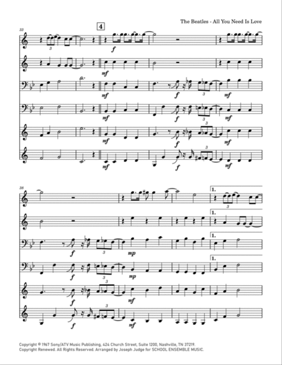 All You Need Is Love Chamber Music scores gallery preview page 5