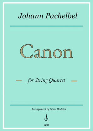 Pachelbel's Canon in D - String Quartet (Full Score) - Score Only