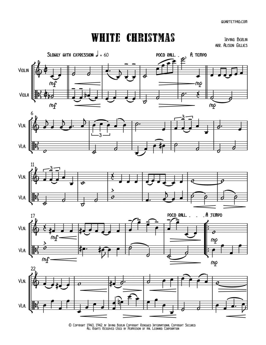 White Christmas String Duet scores gallery preview page 1