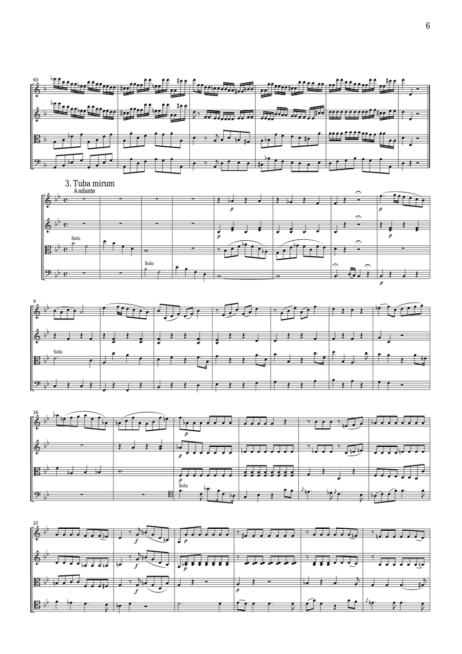 Mozart Requiem K.626 (arranged by Lichtenthal), all mvts., for string quartet, CM020 String Quartet scores gallery preview page 6