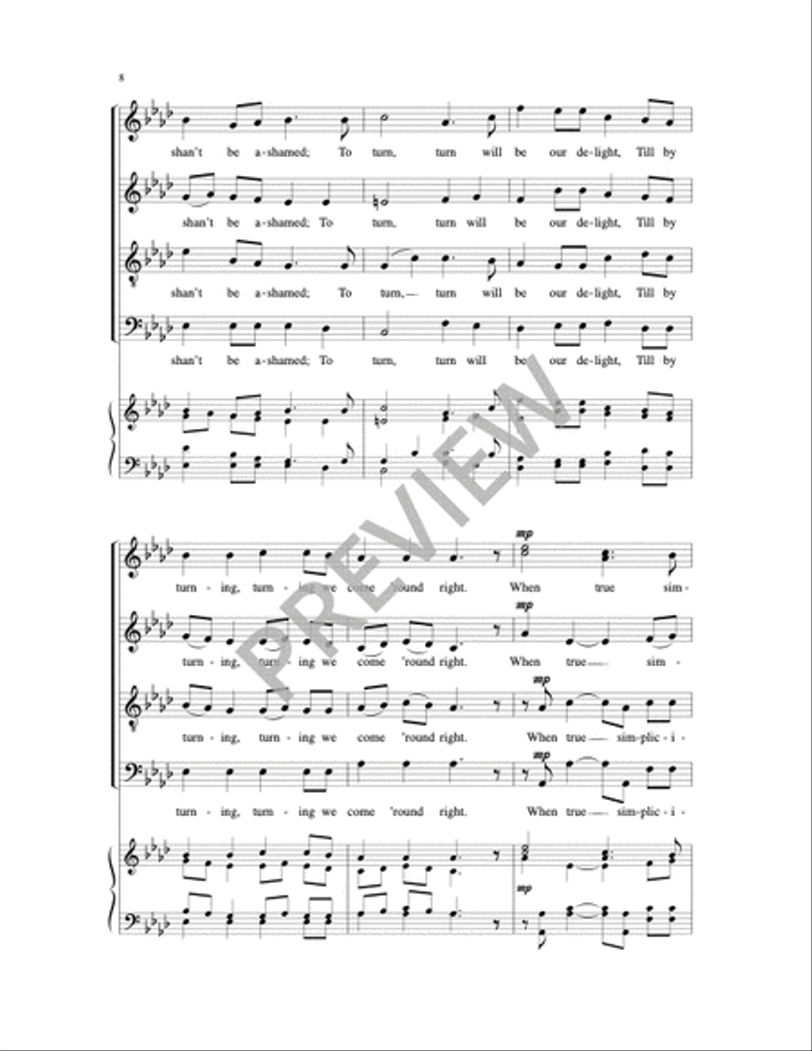 The Gift to Be Simple 4-Part scores gallery preview page 7