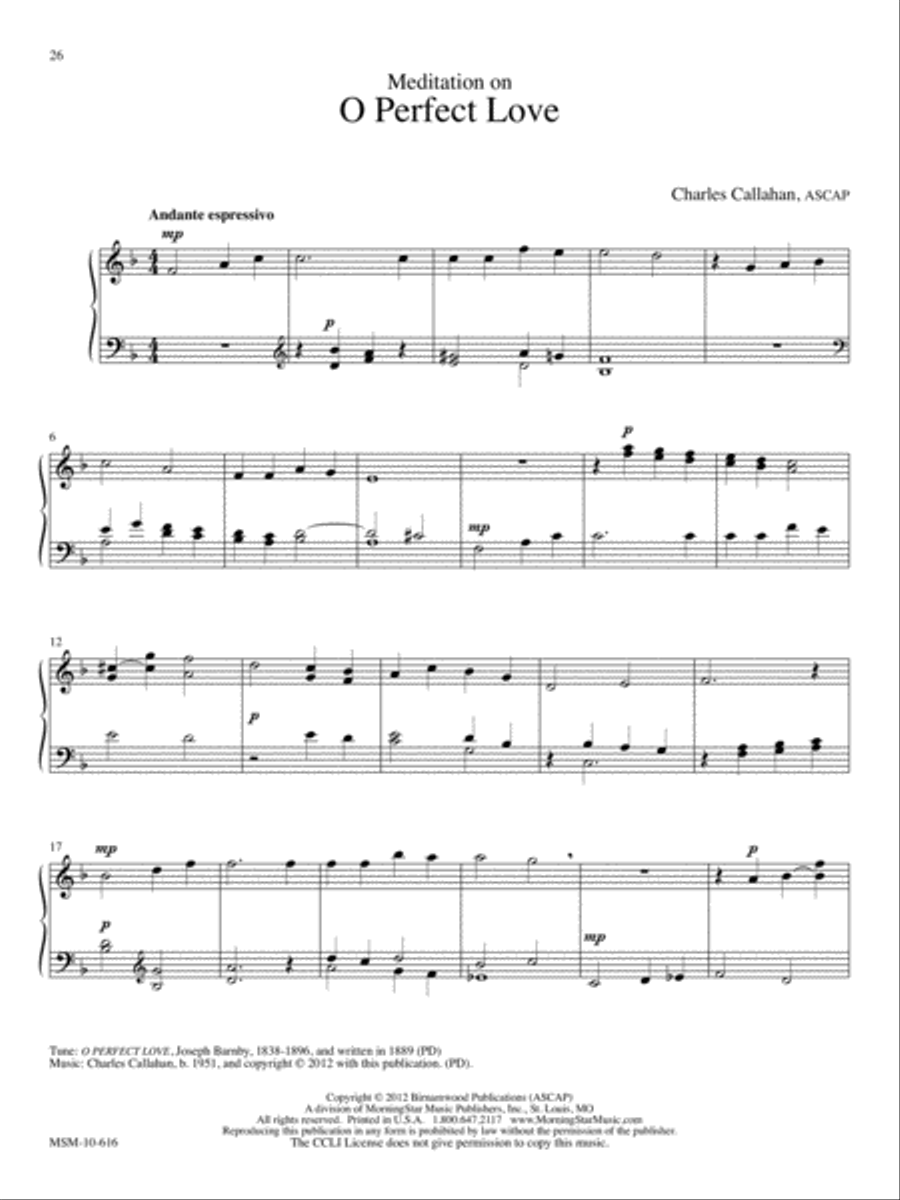 Meditation on O Perfect Love Organ scores gallery preview page 1