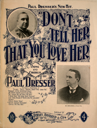 Book cover for Don't Tell Her That You Love Her. Song and Chorus