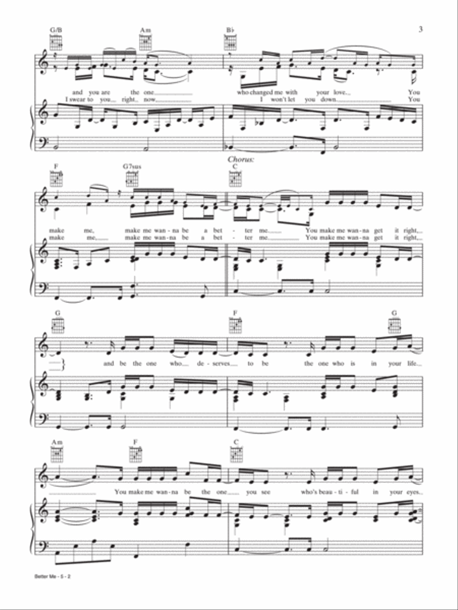 Better Me Better Me Piano, Vocal, Guitar scores gallery preview page 2