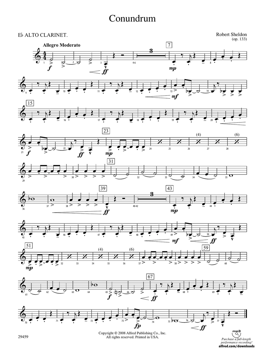 Conundrum: (World Part) E-flat Alto Clarinet