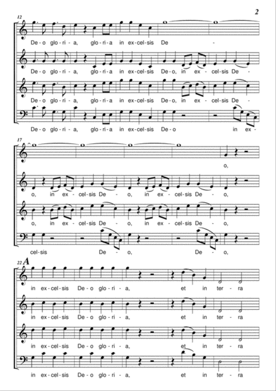 Gloria (Mozart) 4-Part scores gallery preview page 2