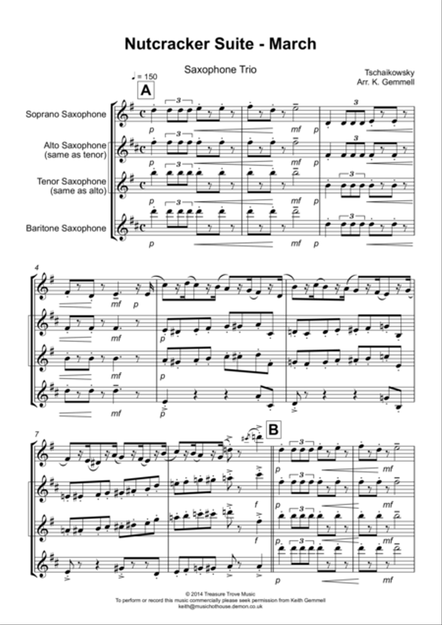 Nutcracker Suite -March: Saxophone Trio Woodwind Trio scores gallery preview page 1