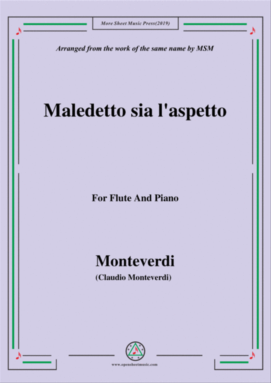 Monteverdi-Maledetto sia l'aspetto, for Flute and Piano Flute Solo scores gallery preview page 1