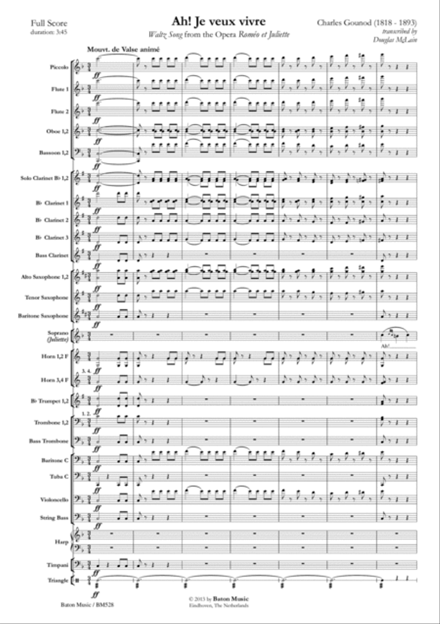 Ah! Je veux vivre Concert Band scores gallery preview page 2