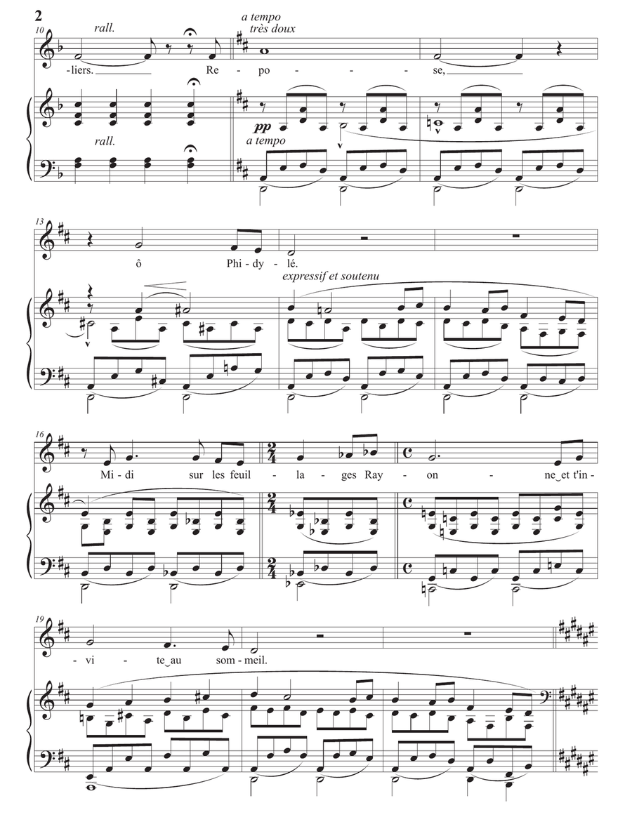 DUPARC: Phidylé (transposed to F major) Piano, Vocal scores gallery preview page 3