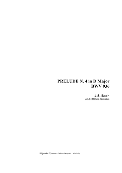 PRELUDE N. 4 in D Major BWV 936 - Arr. for String Trio image number null