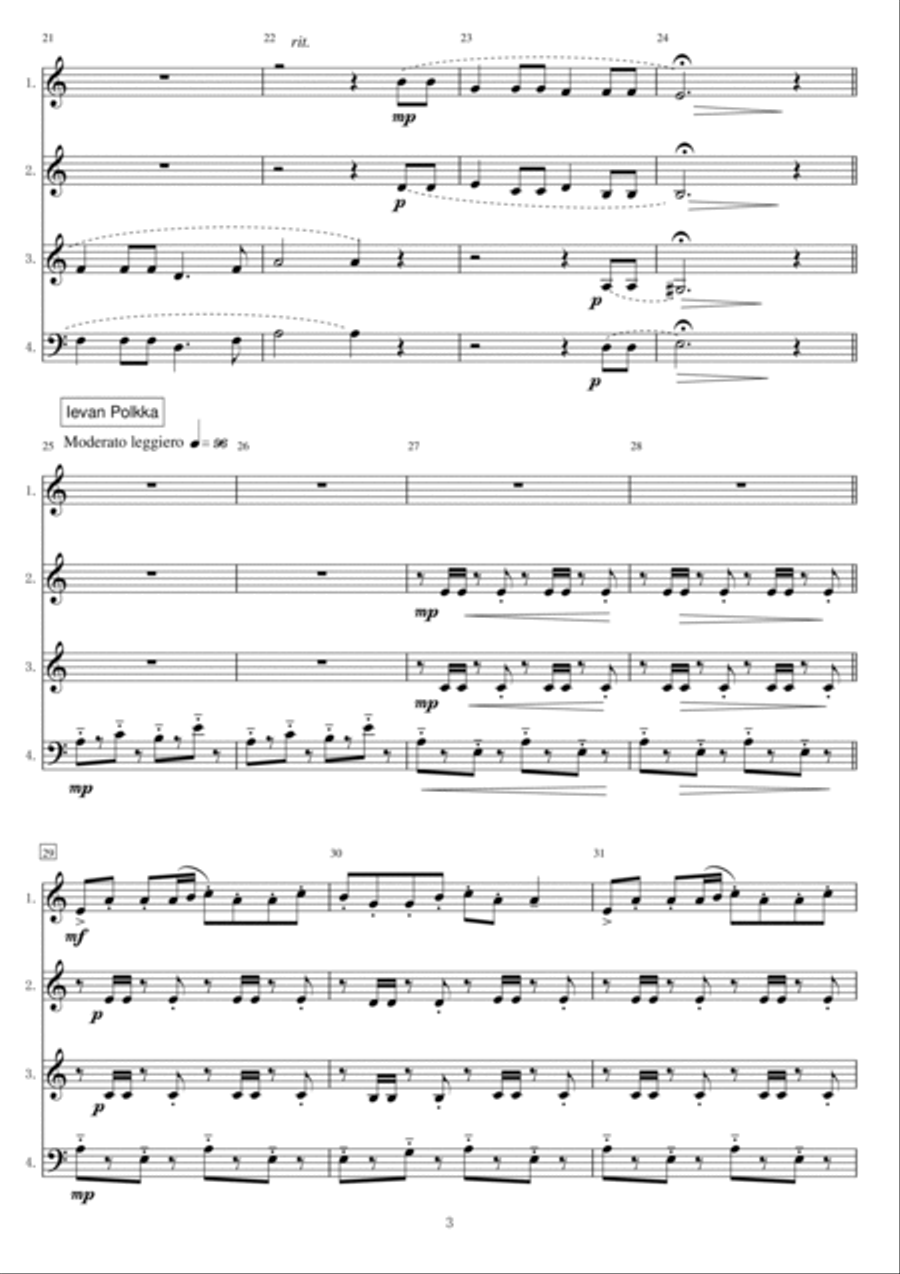 [Horn Quartet] Two Folksongs of Finland Brass Ensemble scores gallery preview page 3