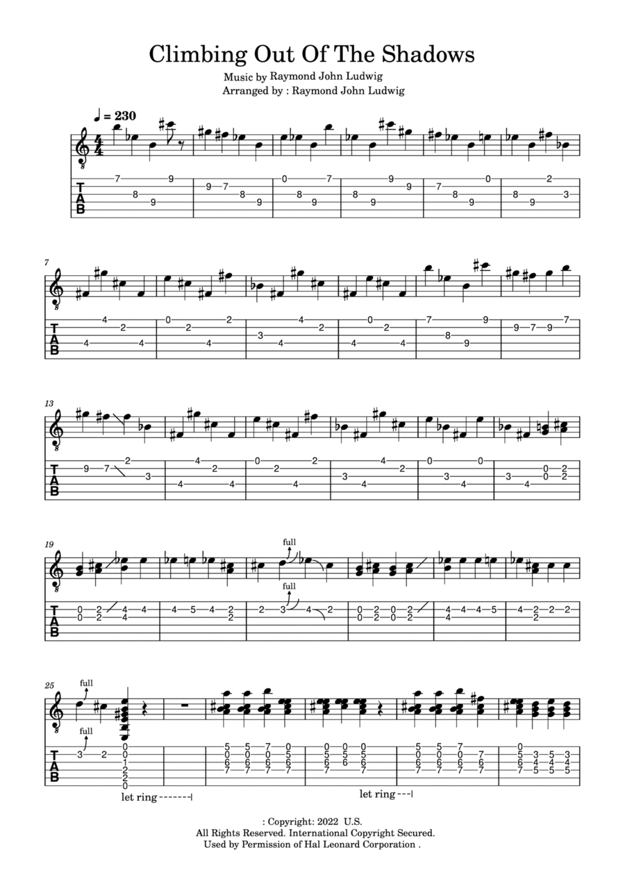 Climbing Out of the Shadows Acoustic Guitar scores gallery preview page 1
