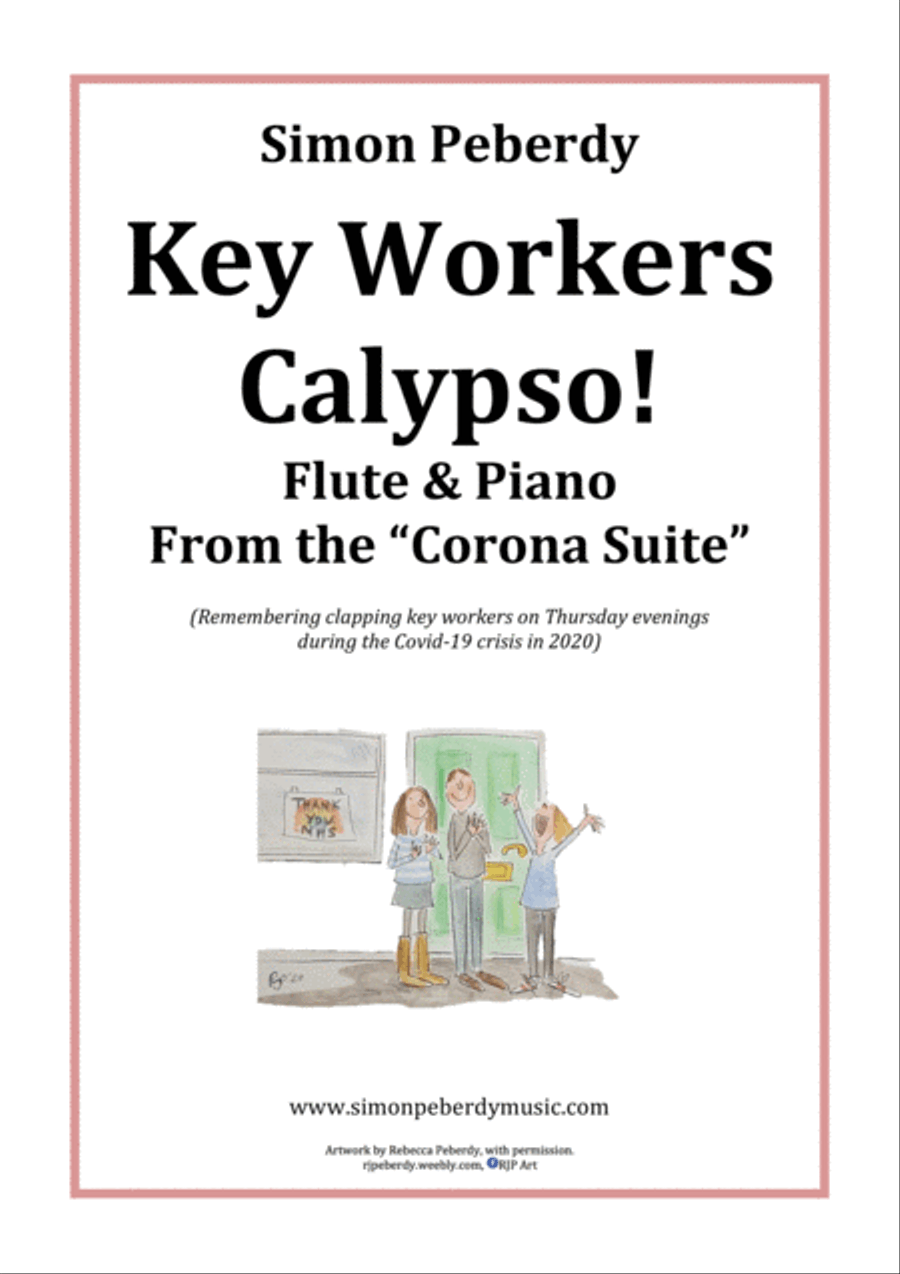 Key Workers Calypso for Flute and Piano from the Corona Suite by Simon Peberdy Flute Solo scores gallery preview page 1