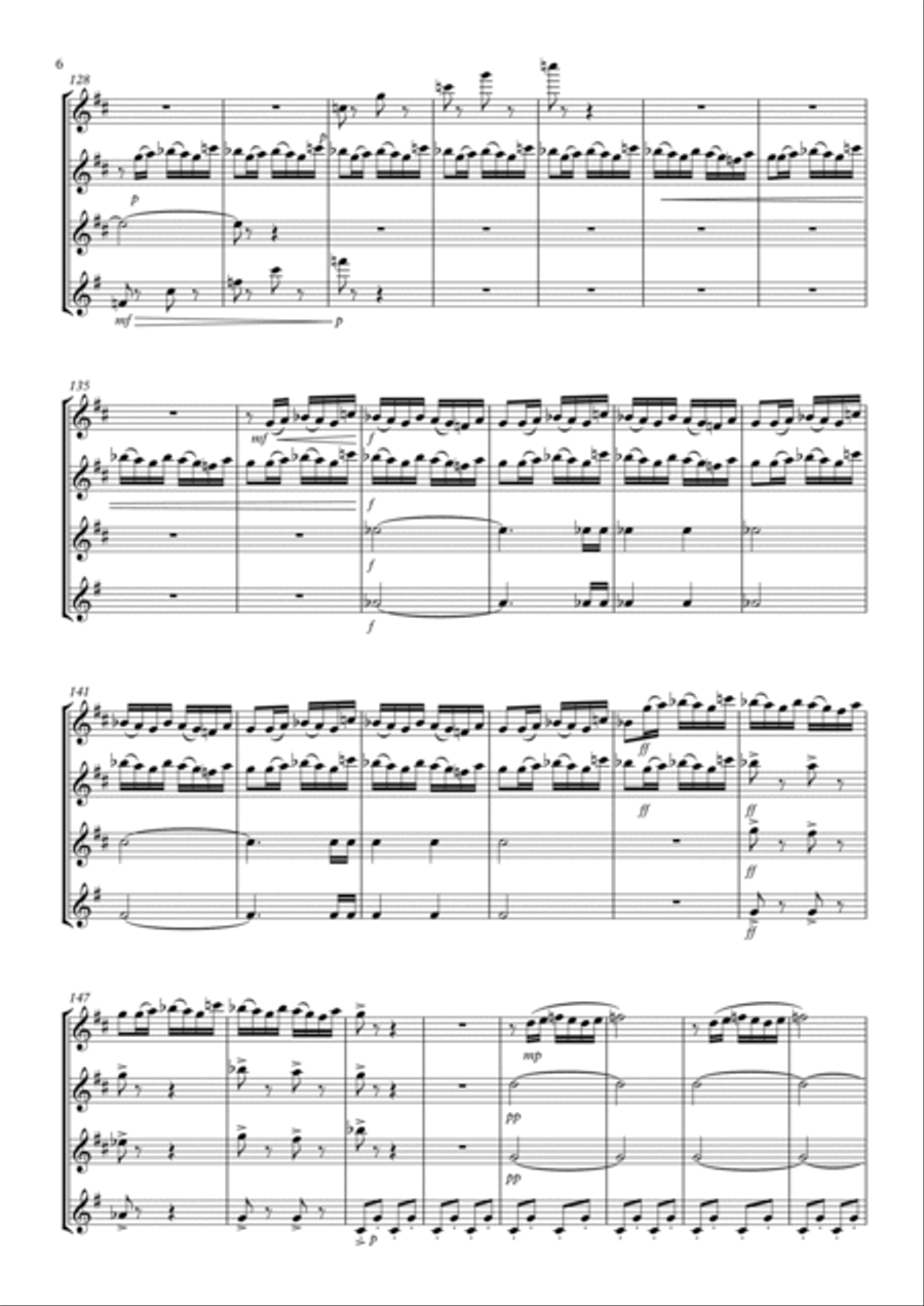Dance of the Tumblers from 'The Snow Maiden Flute Quartet scores gallery preview page 6