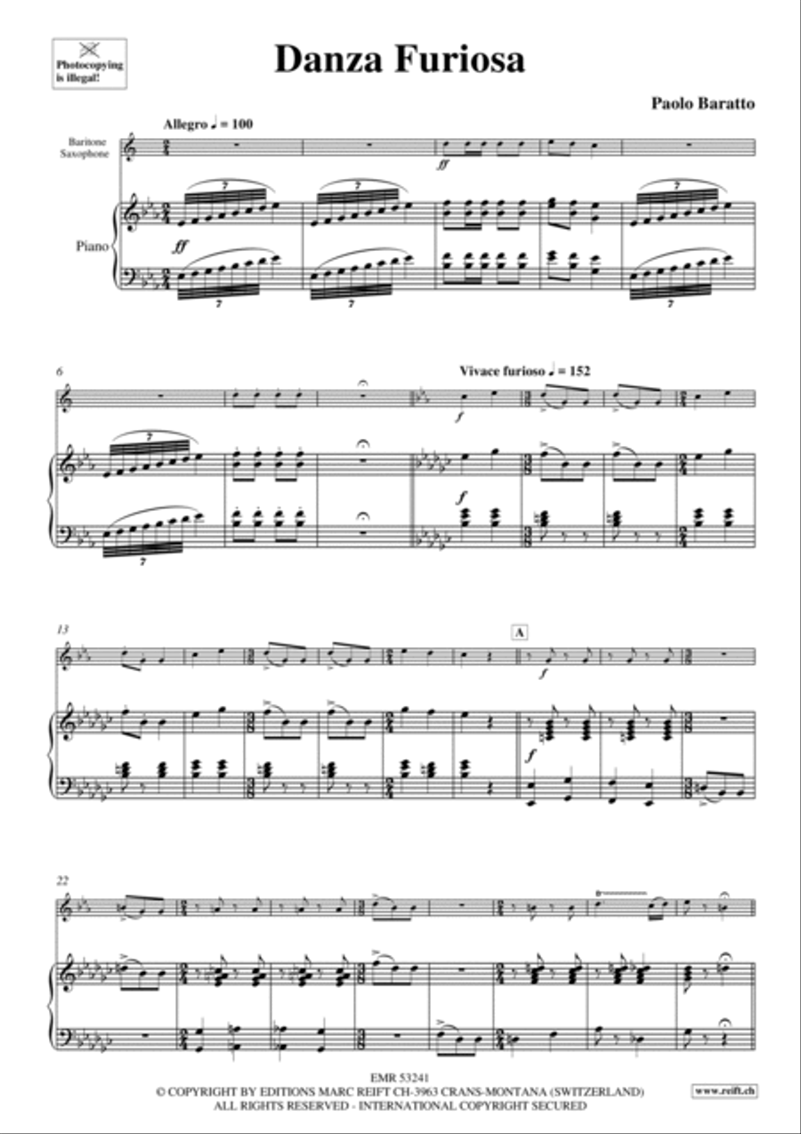 Danza Furiosa Baritone Saxophone scores gallery preview page 4