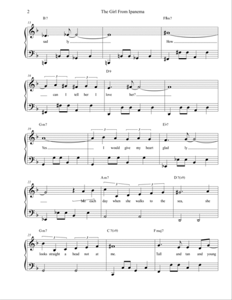 The Girl From Ipanema (garôta De Ipanema) Piano, Vocal, Guitar scores gallery preview page 2