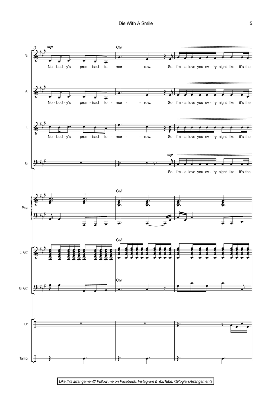 Die With A Smile 4-Part scores gallery preview page 5