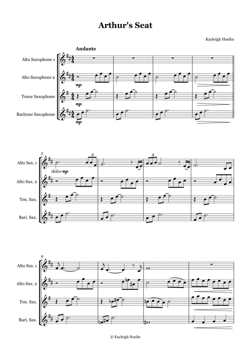 Arthur's Seat - Saxophone quartet (AATB) image number null