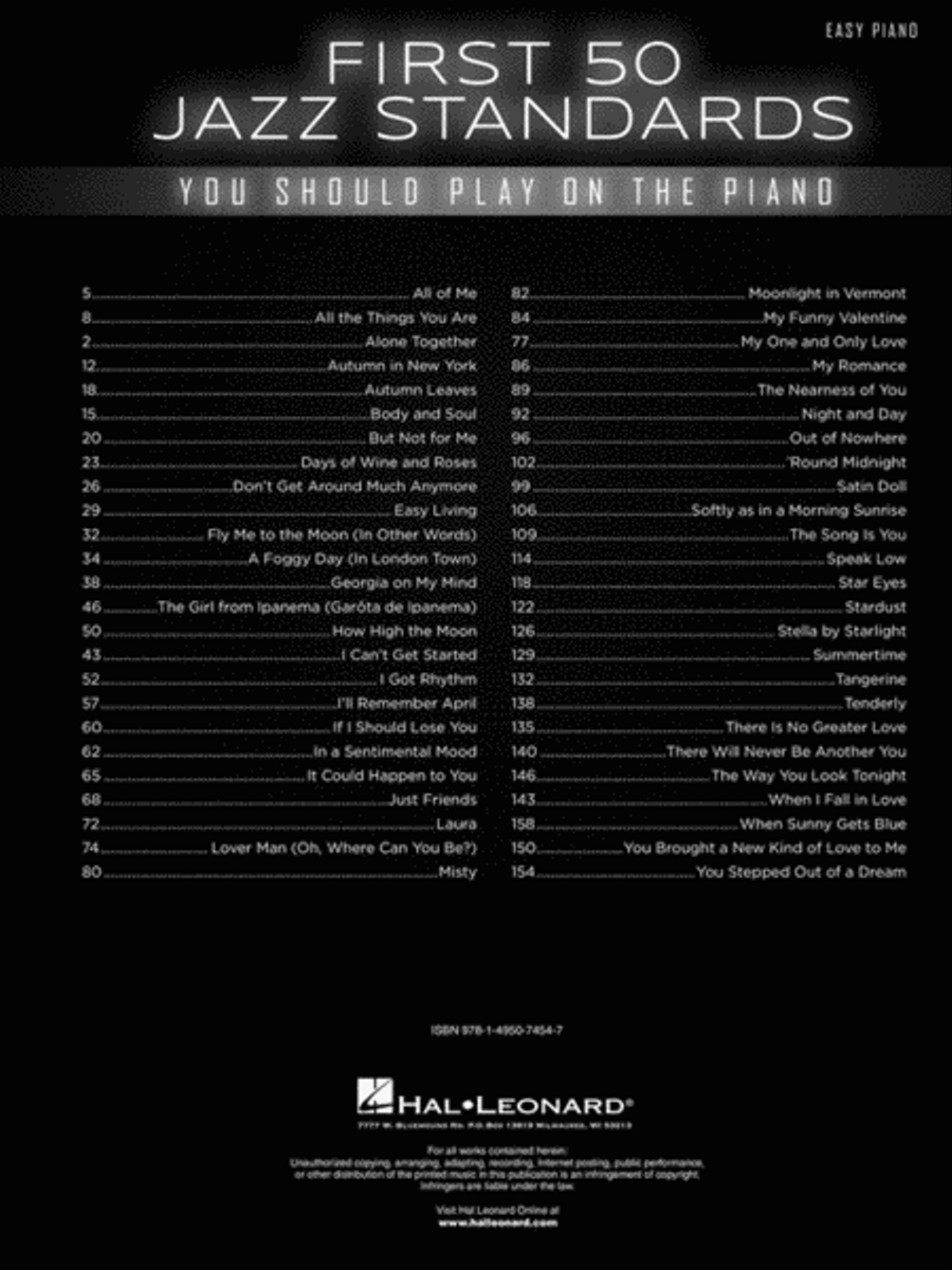 First 50 Jazz Standards You Should Play on Piano Easy Piano scores gallery preview page 2
