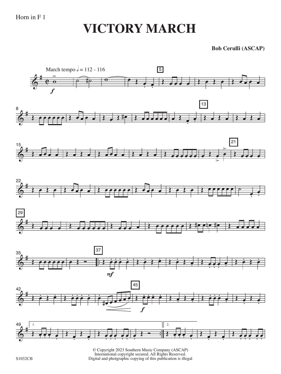 Victory March - Horn 1 Victory March - Horn 1 Concert Band scores gallery preview page 1