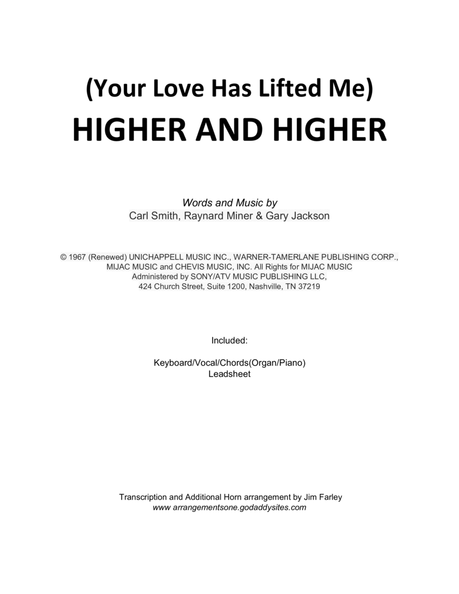 (your Love Has Lifted Me) Higher And Higher Piano scores gallery preview page 1