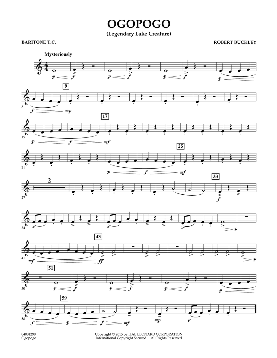 Ogopogo (Legendary Lake Creature) - Baritone T.C. Concert Band scores gallery preview page 1