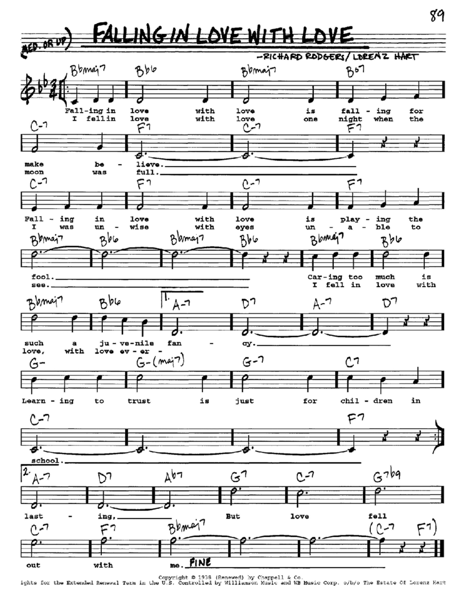 Falling In Love With Love Voice scores gallery preview page 1