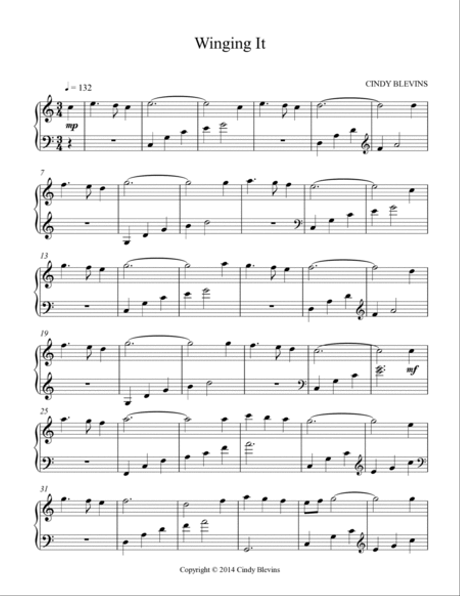 Winging It, original solo for Lever or Pedal Harp Pedal Harp scores gallery preview page 2