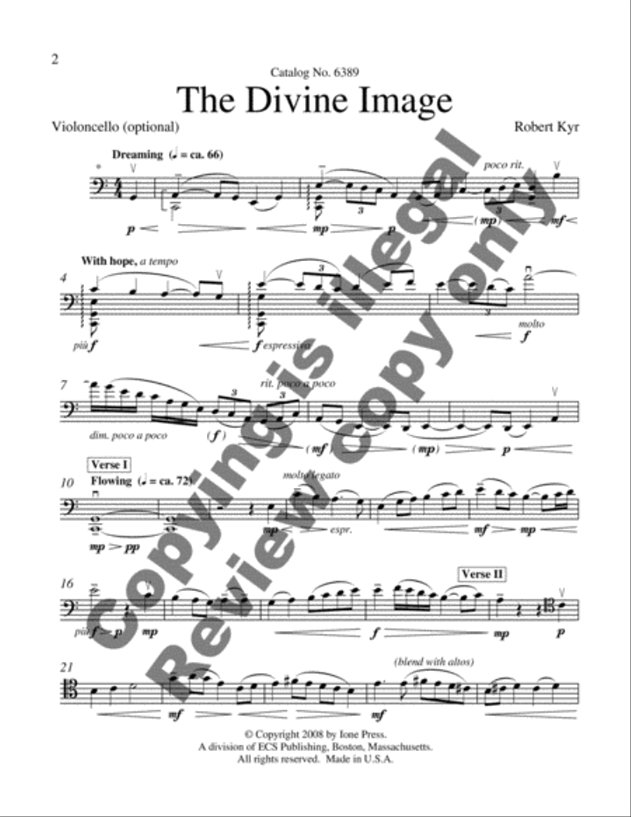 The Divine Image (Cello Part)