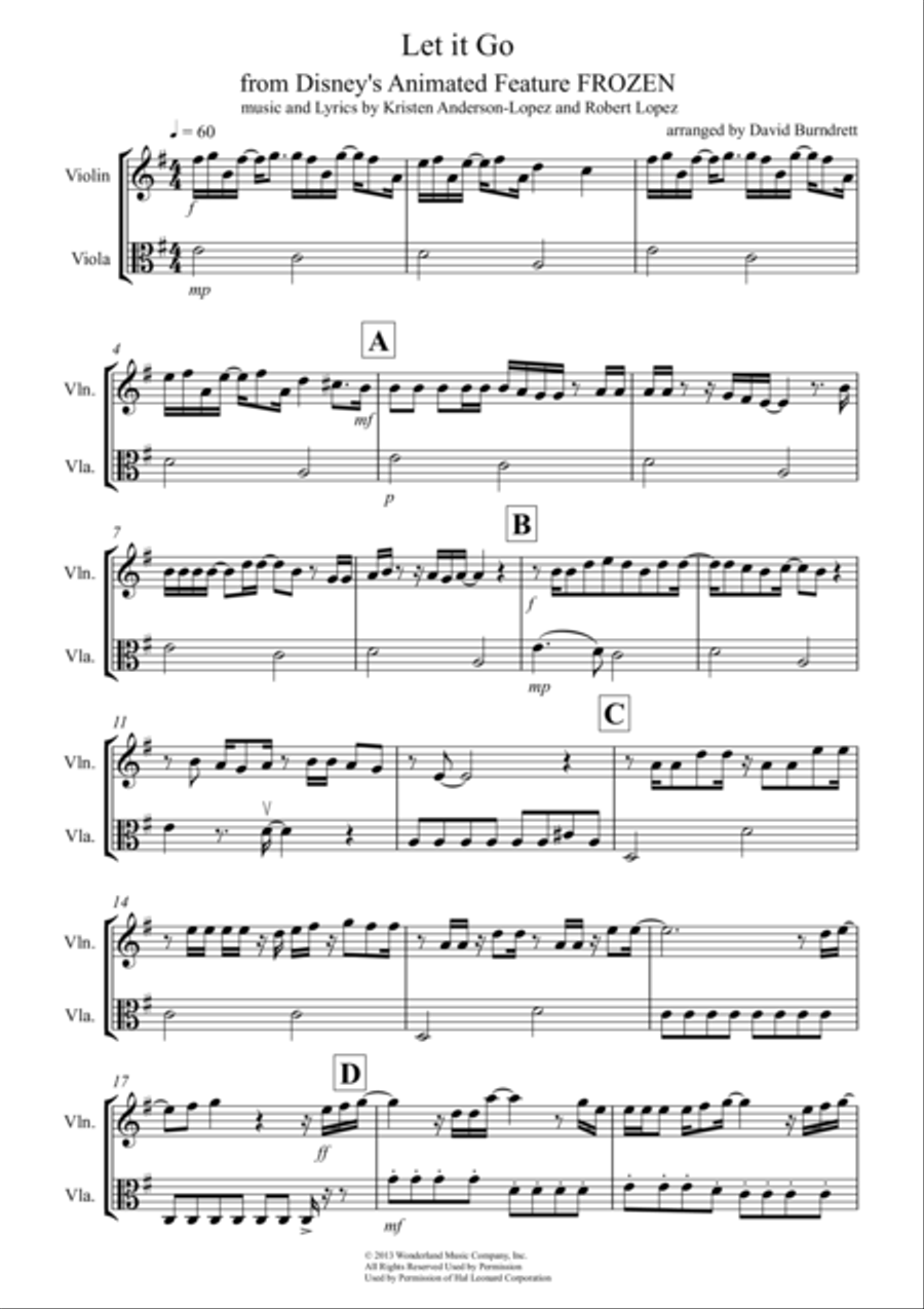 Let It Go (from Frozen) String Duet scores gallery preview page 1