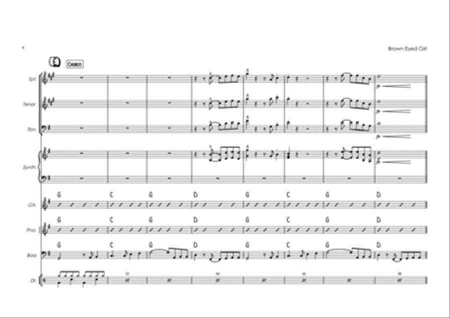 Brown Eyed Girl Jazz Ensemble scores gallery preview page 6
