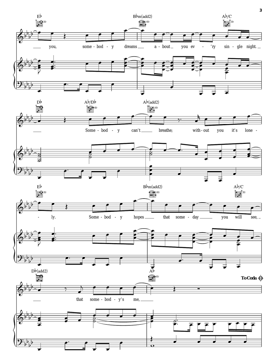 Somebody's Me Piano, Vocal, Guitar scores gallery preview page 3