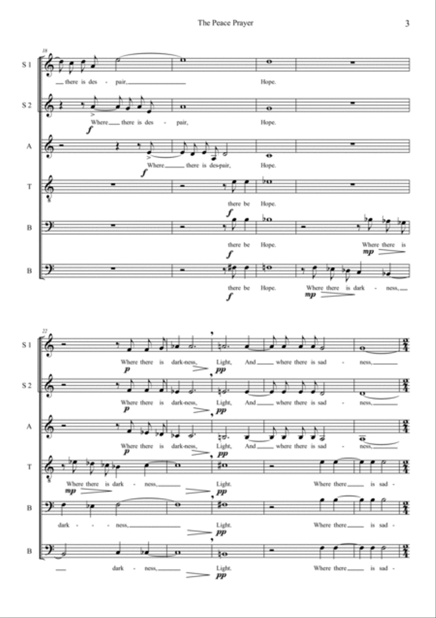 THE PEACE PRAYER Choir scores gallery preview page 3