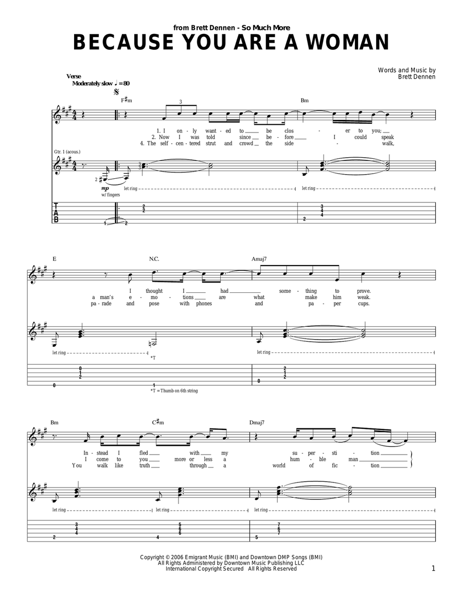 Because You Are A Woman Because You Are A Woman Acoustic Guitar scores gallery preview page 1