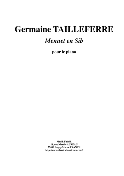 Germaine Tailleferre - Menuet en Sib for piano