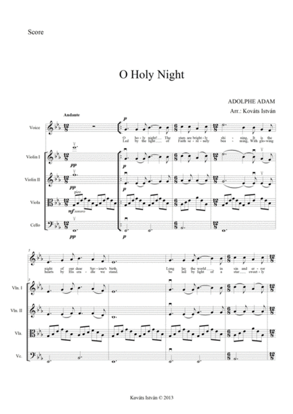 O Holy Night for Vocal Solo and/or String Quartet E-flat