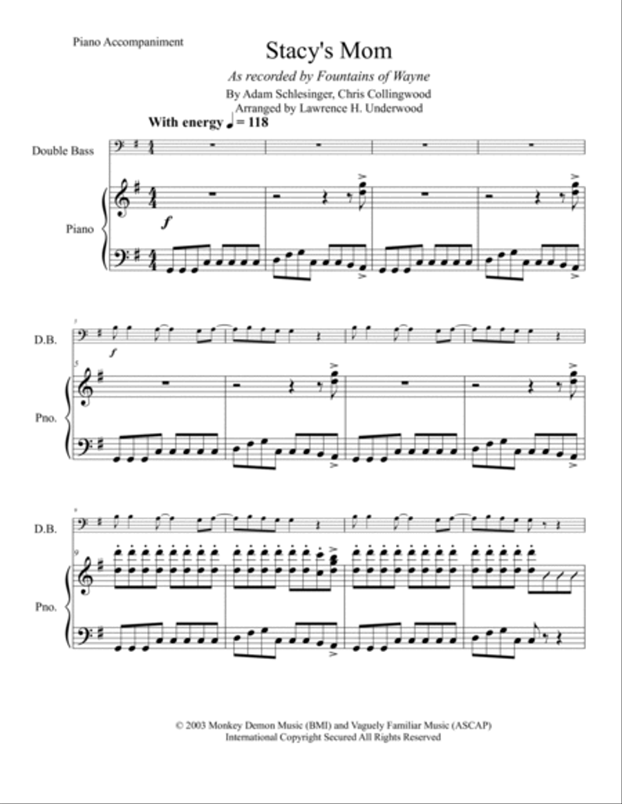 Stacy's Mom Double Bass scores gallery preview page 2