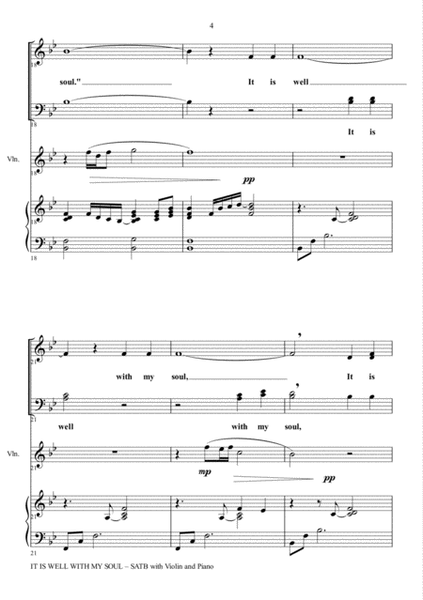 IT IS WELL WITH MY SOUL (Choir - SATB with Violin & Piano) image number null